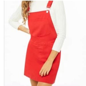 Red overall dress